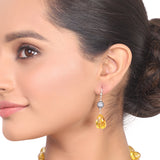 Silver Plated Dor Yellow Agate Necklace Set