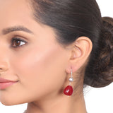 Silver Plated Dor Ruby Grey Necklace Set