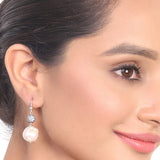 Silver Plated Samastham Baroque Pearls Zircon Beads Necklace Set