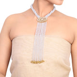 Gold Plated Samastham Blue Kundan Necktie Necklace Set