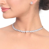 Silver Plated Samastham Zircon Choker Set