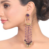 Gold Plated Kundala Amethyst Tassel Earrings