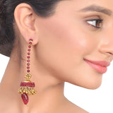 Gold Plated Kundala Ruby Jhumki Earrings