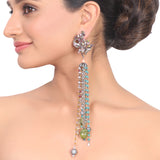 Silver Plated Kundala Peacock Tassel Earrings