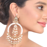 Gold Plated Kundala Pearl Chandbali Earrings