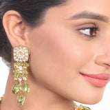 Gold Plated Vivaah Peridot Kundan Necklace Set