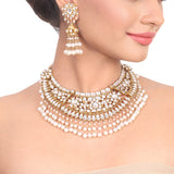 Gold Plated Vivaah Pearl Kundan Necklace Set