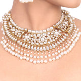 Gold Plated Vivaah Pearl Kundan Necklace Set