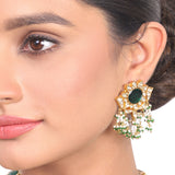 Gold Plated Vivaah Green Kundan Necklace Set