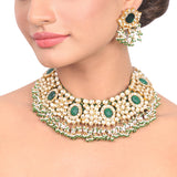 Gold Plated Vivaah Green Kundan Necklace Set