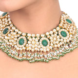 Gold Plated Vivaah Green Kundan Necklace Set