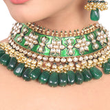 Gold Plated Vivaah Green Kundan Choker Set