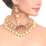 Gold Plated Vivaah Red Kundan Necklace Set