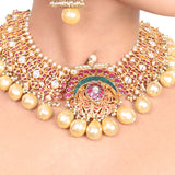 Gold Plated Vivaah Red Kundan Necklace Set
