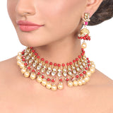 Gold Plated Vivaah Coral Pearl Kundan Necklace Set