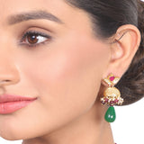 Gold Plated Vivaah Green Red Kundan Necklace Set