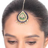 Gold Plated Vivaah Blue Green Kundan Tikka