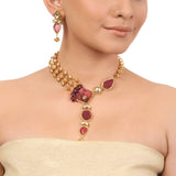 Gold Plated Taraash Tourmaline Gold Ball Necklace Set