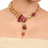 Gold Plated Taraash Tourmaline Gold Ball Necklace Set