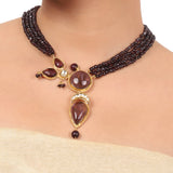 Gold Plated Taraash Amethyst Necklace Set