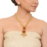 Gold Plated Taraash Citrine Zircon Necklace Set