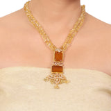 Gold Plated Taraash Citrine Zircon Necklace Set