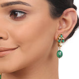 Gold Plated Taraash Green Kundan Necklace Set