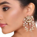 GOLD PLATED TEEJ PINK KUNDAN EARRINGS
