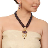 Gold Plated Taraash  Amethyst Kundan Necklace Set