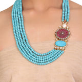 GOLD PLATED TEEJ TURQUOISE KUNDAN NECKLACE