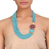 GOLD PLATED TEEJ TURQUOISE KUNDAN NECKLACE