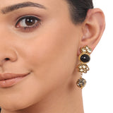 Gold Plated Taraash Black Kundan Necklace Set