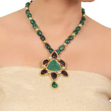 Gold Plated Taraash Tourmaline Necklace set