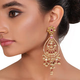 GOLD PLATED SHRUTIPAT RED KUNDAN EARRINGS