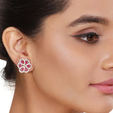 GOLD PLATED SHRUTIPAT RUBY STUD EARRINGS