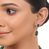 Gold Plated Taraash Green Onyx Zircon Necklace Set
