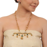 Gold Plated Taraash Green Onyx Necklace Set