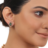 Gold Plated Taraash Green Onyx Necklace Set