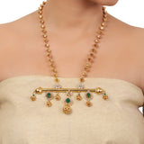 Gold Plated Taraash Green Onyx Necklace Set