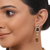 Gold Plated Taraash Tiger Eye's Kundan Necklace Set