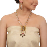 Gold Plated Taraash Dholki Kundan Necklace Set