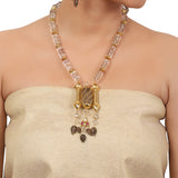 Gold Plated Taraash Dholki Kundan Necklace Set