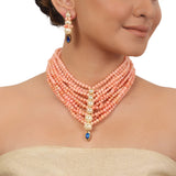 Gold Plated Taraash Coral Necklace Set