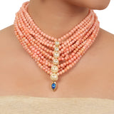 Gold Plated Taraash Coral Necklace Set