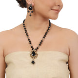 Gold Plated Ganga  Jamuna Kundan Black Onyx Necklace Set