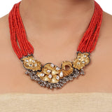 Gold Plated Ganga Jamuna Peacock Kundan Necklace Set