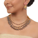 Gold Plated Ganga Jamuna Silver Ghungroo Necklace Set