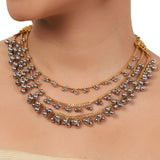 Gold Plated Ganga Jamuna Silver Ghungroo Necklace Set