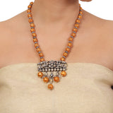 Silver Plated Kundan Ganga Jamuna Necklace Set