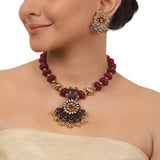 Gold Plated Ganga Jamuna  Ruby Kundan Necklace Set